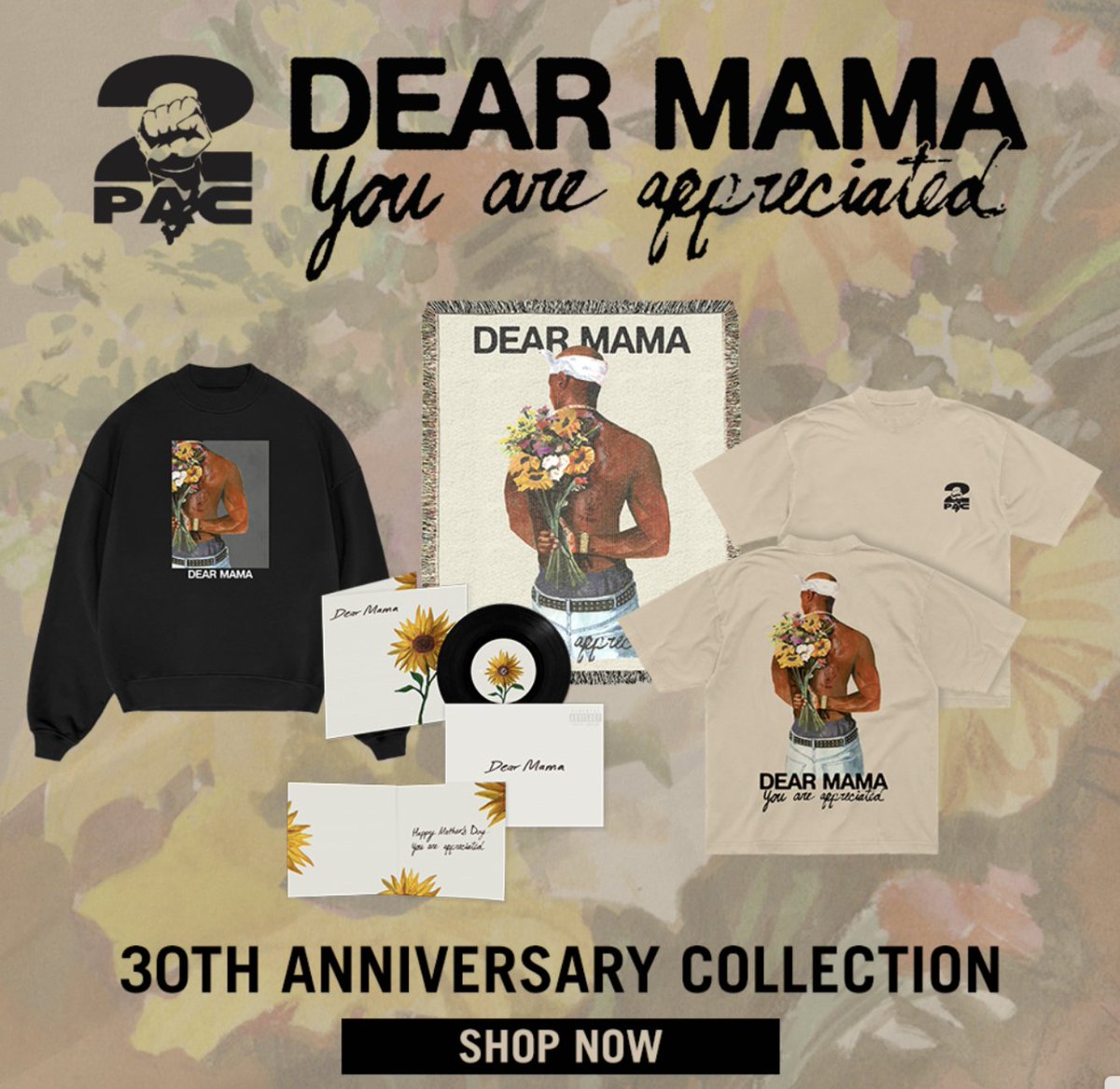 2PAC's tweet image. Dear Mama Anniversary Collection.
Celebrating 30 years!
shop.2pac.com to shop now.