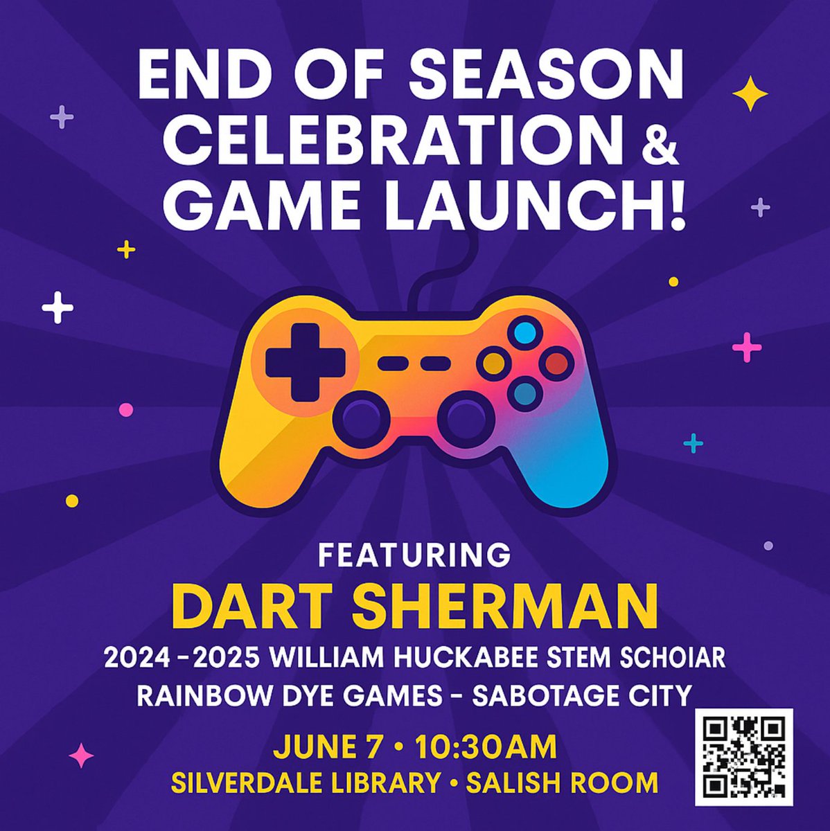 WSoundCoderDojo's tweet image. JUNE 7: End of Season Celebration & Game Launch 🎮 | Featuring Dart Sherman—William Huckabee STEM Scholar and creator of Sabotage City - mailchi.mp/0f4c3200f954/f…