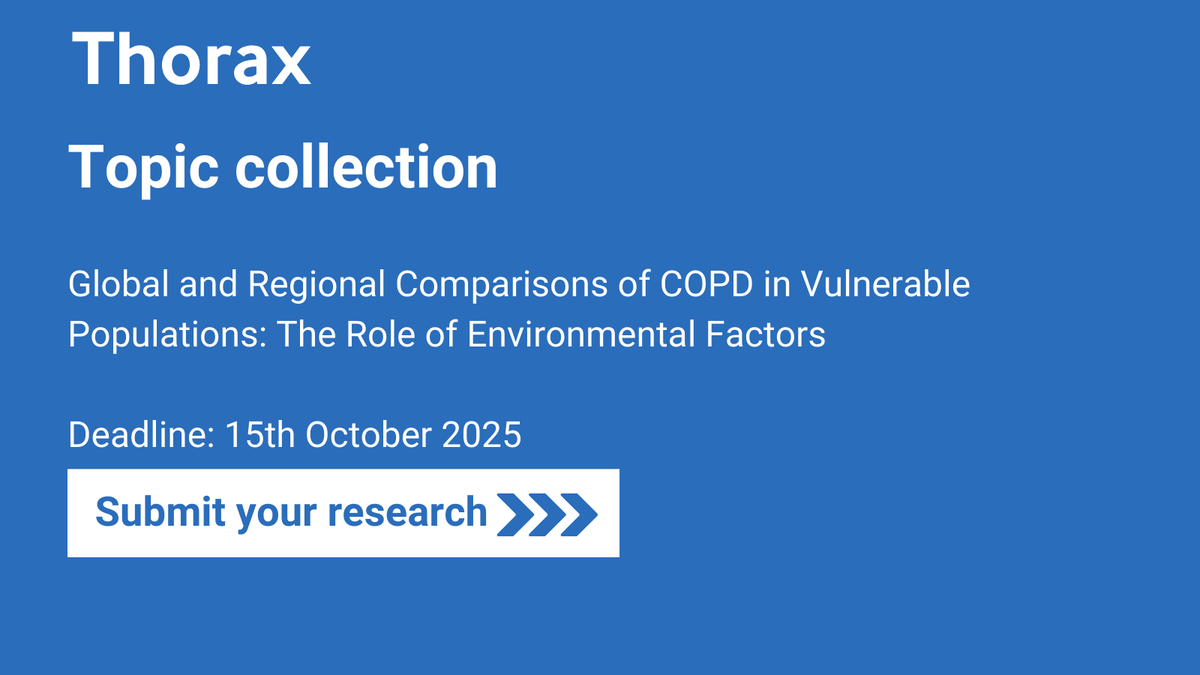 'Global and Regional Comparisons of COPD in Vulnerable Populations: The Role of Environmental Factors'
We have calls for papers in your subject area. Discover our Topic Collection:
bit.ly/3EdseEF