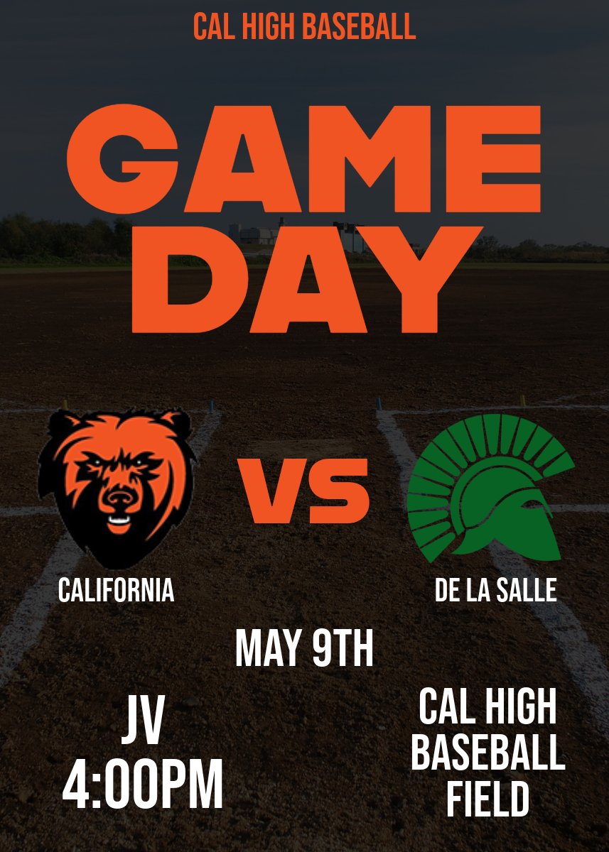 Come cheer on Cal’s JV baseball team as they take on De La Salle HS!

#gogrizzlies