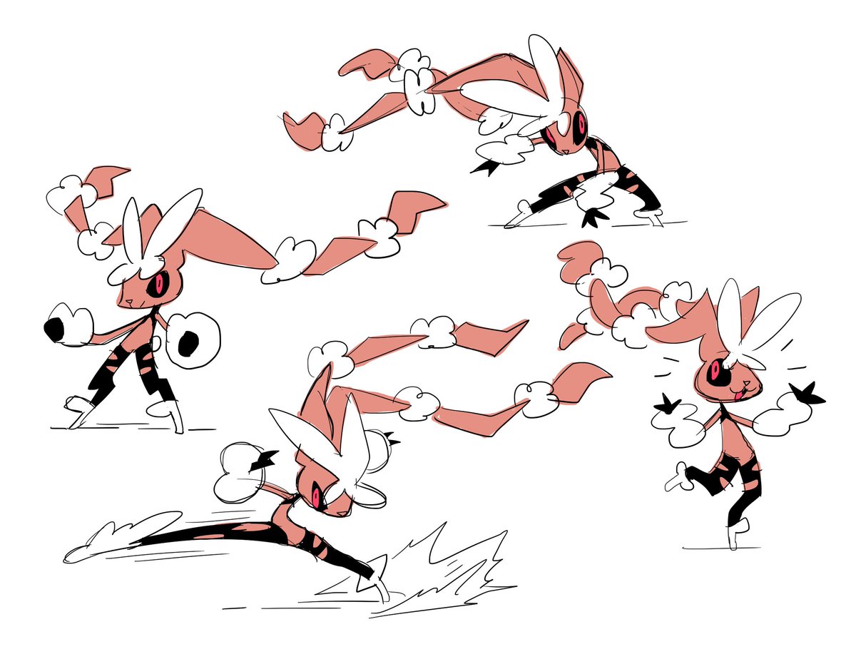 ive been playing a bit of pokemon close combat and mega lopunny is so fun. here are some quick sketches of er.
