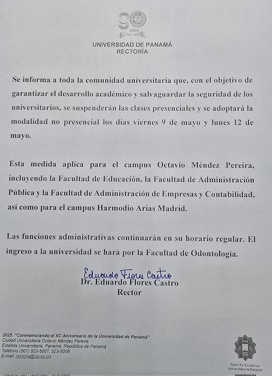 eflorescastro's tweet image. Mañana viernes y el próximo lunes la clases será en la modalidad No Presencial, en el Campus OMP y en el campus