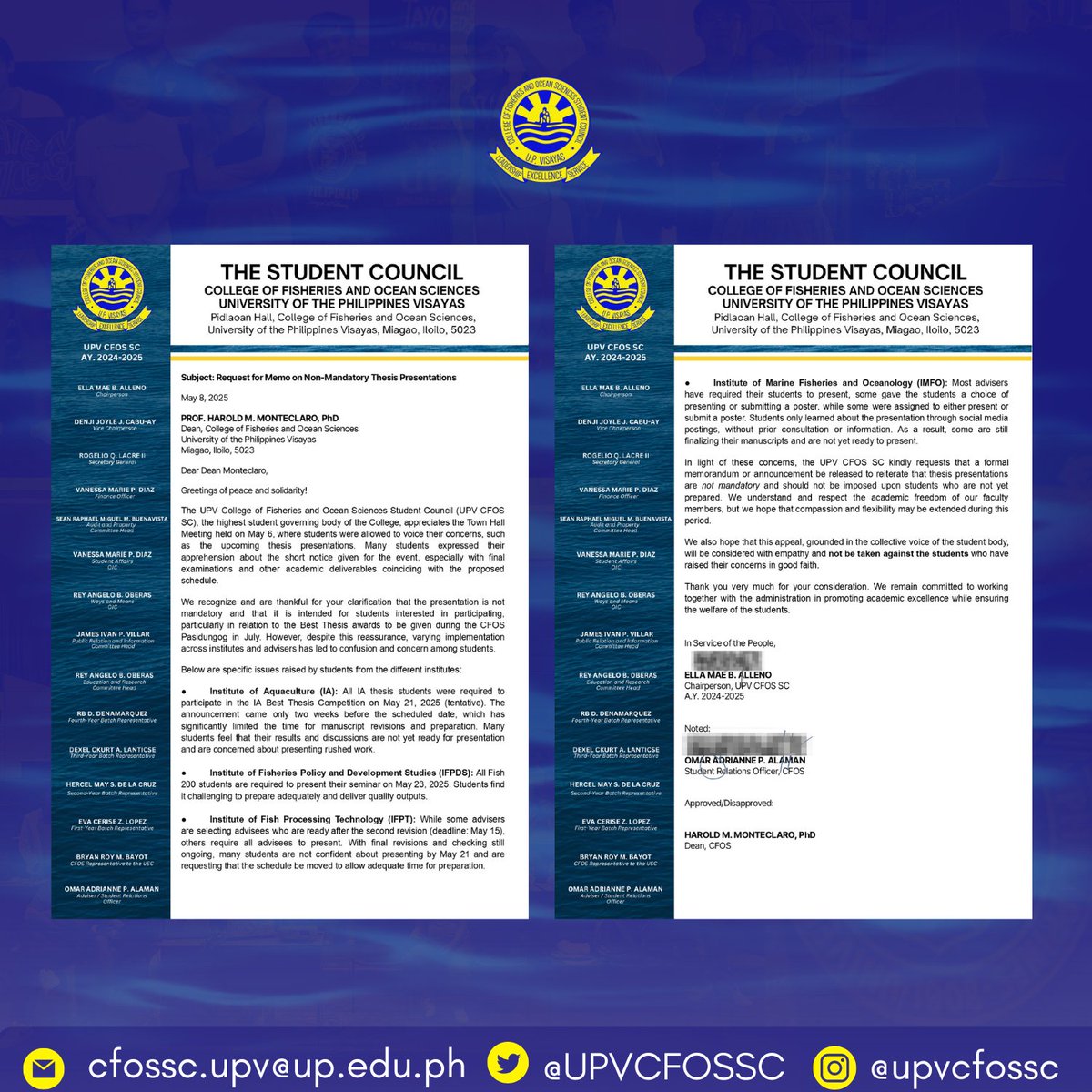 UPVCFOSSC's tweet image. 𝗣𝗦𝗔: 𝗧𝗵𝗲 𝗨𝗣𝗩 𝗖𝗙𝗢𝗦 𝗦𝗖 𝗥𝗲𝗾𝘂𝗲𝘀𝘁𝗲𝗱 𝗮 𝗠𝗲𝗺𝗼 𝗥𝗲𝗶𝘁𝗲𝗿𝗮𝘁𝗶𝗻𝗴 𝘁𝗵𝗮𝘁 𝗧𝗵𝗲𝘀𝗶𝘀 𝗣𝗿𝗲𝘀𝗲𝗻𝘁𝗮𝘁𝗶𝗼𝗻𝘀 𝗮𝗿𝗲 𝗡𝗼𝗻-𝗠𝗮𝗻𝗱𝗮𝘁𝗼𝗿𝘆

BASAHIN:
facebook.com/share/p/1CGiaC…

𝗦𝘁𝘂𝗱𝗲𝗻𝘁 𝗚𝗿𝗶𝗲𝘃𝗮𝗻𝗰𝗲 𝗙𝗼𝗿𝗺:
🔗forms.gle/m5HNNAy2yQanWm…