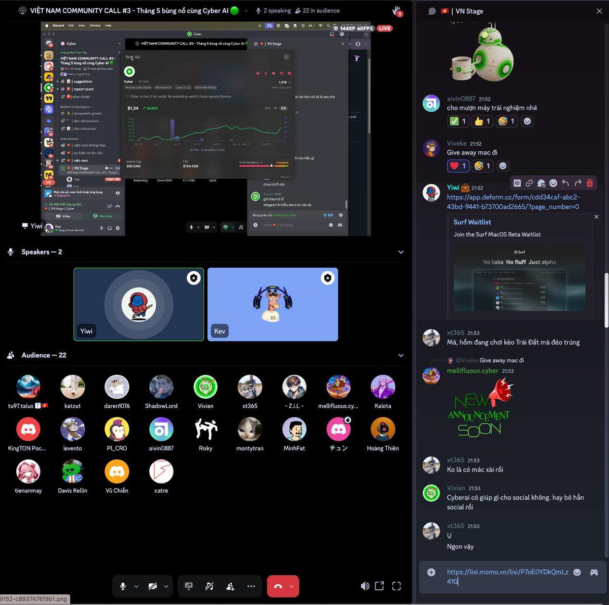 Tối hôm qua team Cyber Việt Nam đã leak một số thông tin và hướng dẫn sử dụng con hàng CyberAI - aka <a href="/Surf_Copilot/">Surf</a>  tại community call #3🕵️🖥️

Dưới đây sẽ là một số ưu điểm và tiện ích mà team Cyber Việt Nam đã list ra cho anh em dễ hình dung. Ngoài ra vì đây là