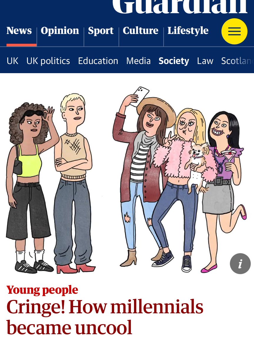 millenials were never cool. we can never forgive them for what they did to culture. tv shows used to wrap loose ends at the end of the episode. working and paying bills used to be what everyone did. now its called "adulting" and they wont shut up about it. beer used to taste good