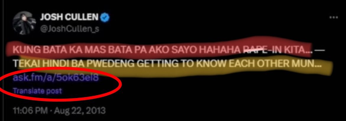 tickleforsb19's tweet photo. @alfealuv Ikaw ‘yung dating yvesluvrnes, ‘di ba? Ngayon G22 naman ginagamit mo kasi pinalayas ka ng mga Brooms.

Para lang alam mo, message in red was a message to Josh on ASK FM. Josh’s reply, in yellow. Hindi ba s’ya ang victim here? You shaming him for being a victim? https://t.co/E6yohNoNty