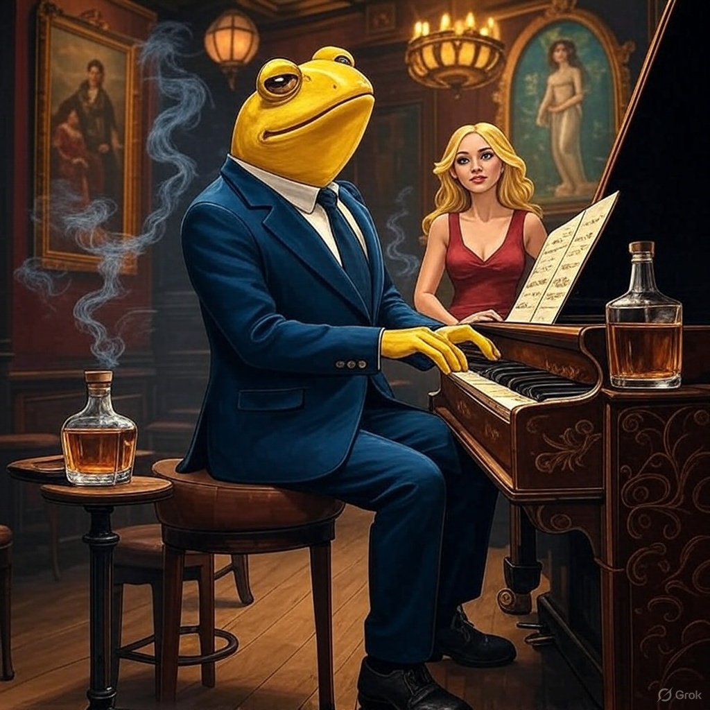 CedJackson6's tweet photo. #BarToad pre gaming at the resort Piano Bar before heading out to celebrate his $turbo gains with friends #memecoin #crypto https://t.co/0n5Orkt7cM
