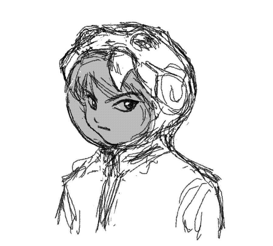 He and Hideyoshi have a one-sided rivalry. Also, I never got around to finalizing his hero costume. So all I have is this silly lil doodle.