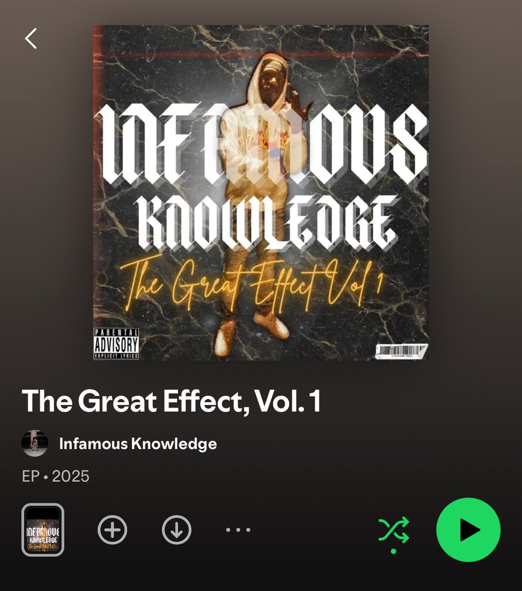 InfamousKnwldge's tweet photo. The Great Effect Vol.1 OUT NOW on All Streaming Platforms https://t.co/sRcy2jmRFY Tap in ๐๐พ๐ฅ๐๐ฃ๏ธ๐ค #infamousknowledge #TheGreatEffectVol1 https://t.co/ekiZCaO9Ft