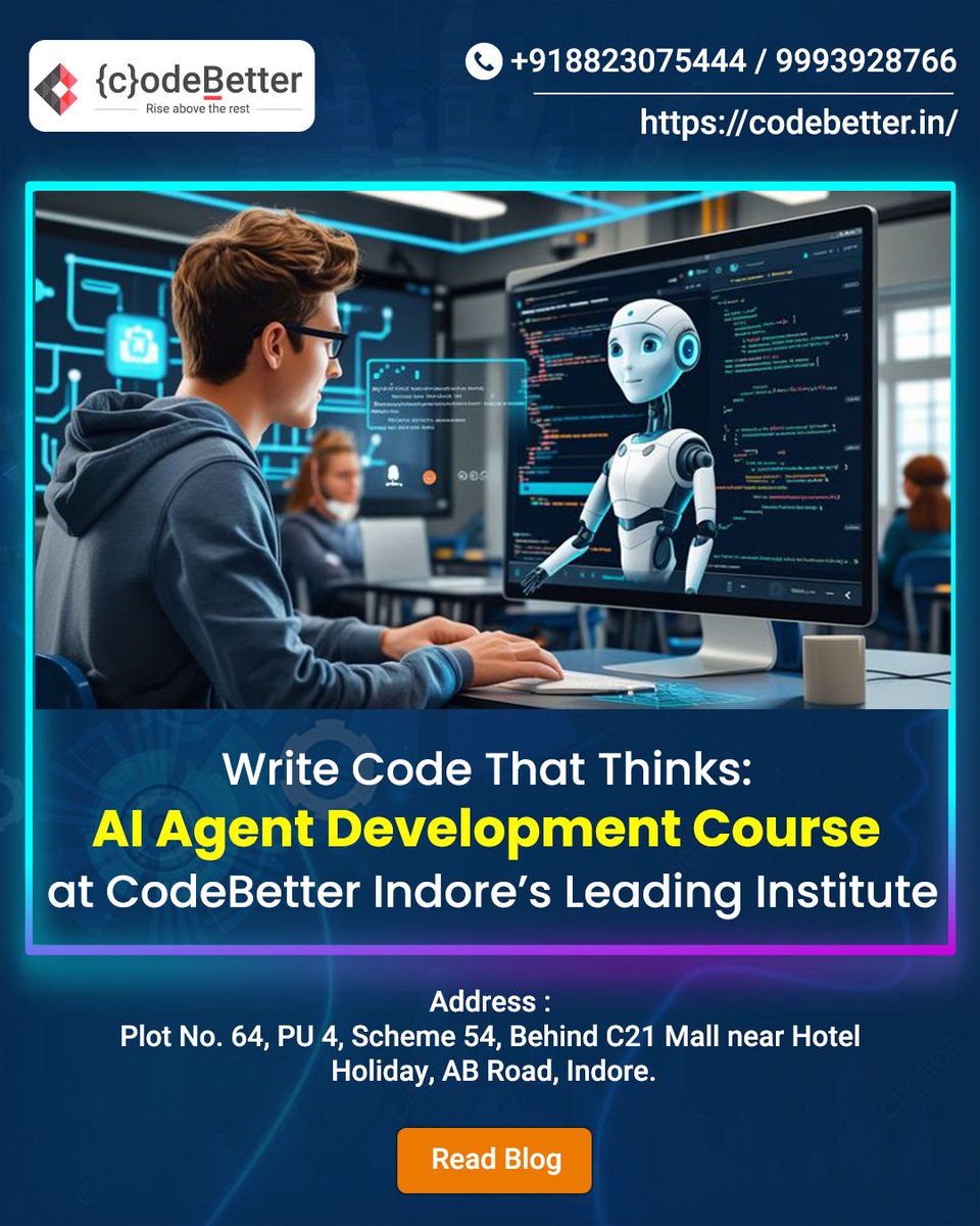 codebetterindia's tweet image. Write Code That Thinks: AI Agent Development Course at CodeBetter, Indore’s Leading Institute
Read More : codebetter.in/blog/write-cod…