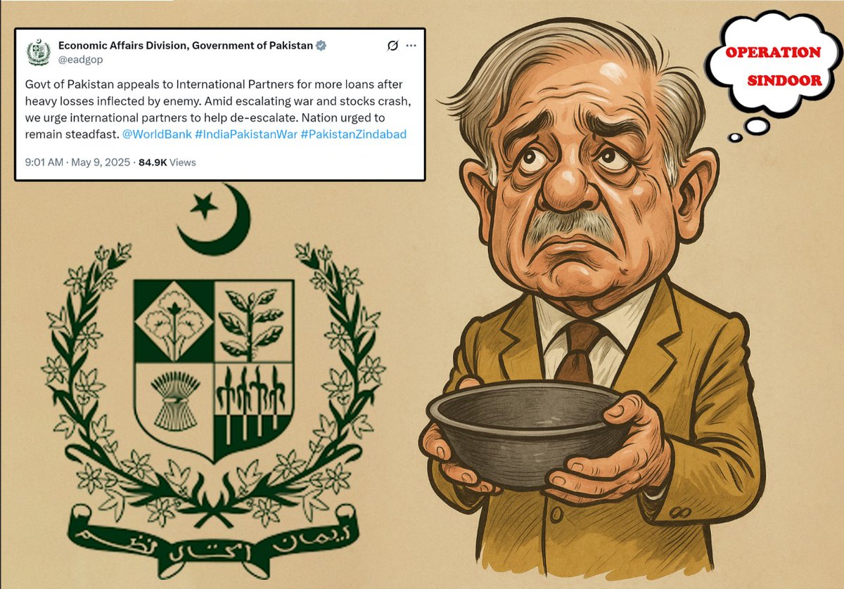 RetdPatil's tweet image. War is expensive. 

So is arrogance.

Maybe next time, choose peace over provocation—and you won't be here crying for loans. 

#OperationSindoor #PakistanCollapse @eadgop @OfficialDGISPR