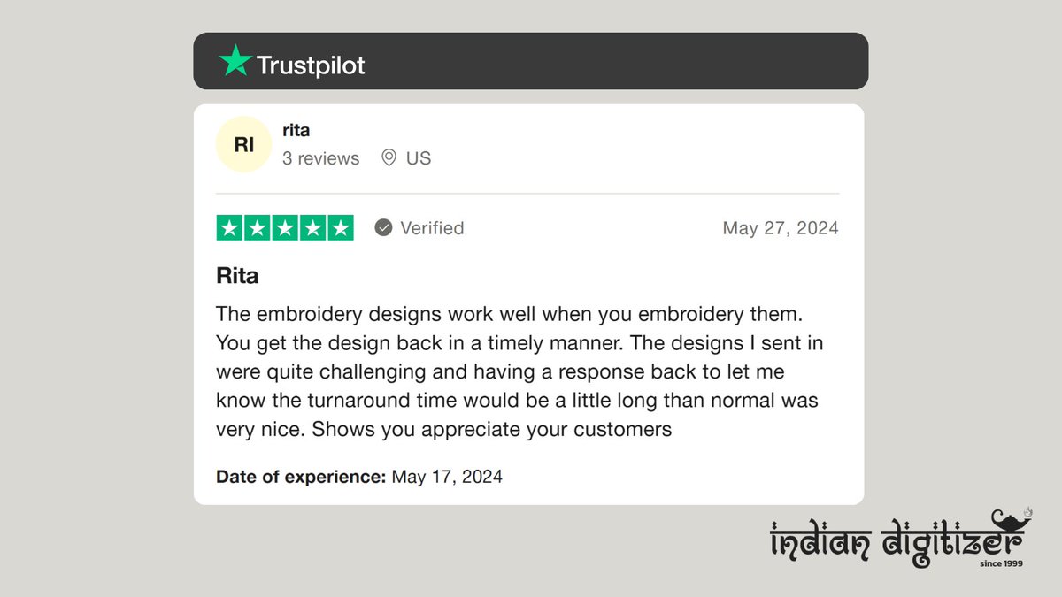 indiandigitizer's tweet image. 🧵 Challenging designs? No problem.

Rita trusted us with complex embroidery files—and we delivered, with great communication and on-time results.

✅ Fast turnaround
✅ Honest updates
✅ Quality-first digitizing

#EmbroideryDigitizing #PromoProducts #ApparelDecorators