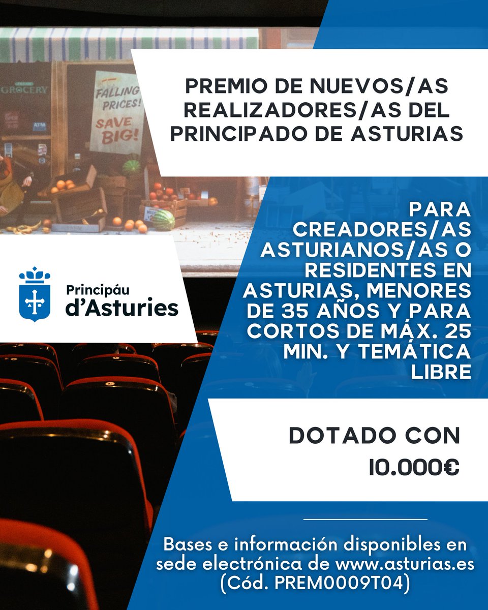 Asturias Paraíso Natural Film Commission (@asturiasfilm) on Twitter photo 🟢 #PREMIO 👉 <a href="/Mocedastur/">D.G. Juventud</a> convoca el Premio de Nuevxs Realizadorxs, para menores de 35 años, asturianxs o residentes, para proyectos de máx. 25 minutos, en castellano o asturianu, y dotado con 10.000€.
Info en buscador de sede.asturias.es, cód. PREM0009T04).
#Asturies 🟢 #PREMIO 👉 <a href="/Mocedastur/">D.G. Juventud</a> convoca el Premio de Nuevxs Realizadorxs, para menores de 35 años, asturianxs o residentes, para proyectos de máx. 25 minutos, en castellano o asturianu, y dotado con 10.000€.
Info en buscador de sede.asturias.es, cód. PREM0009T04).
#Asturies