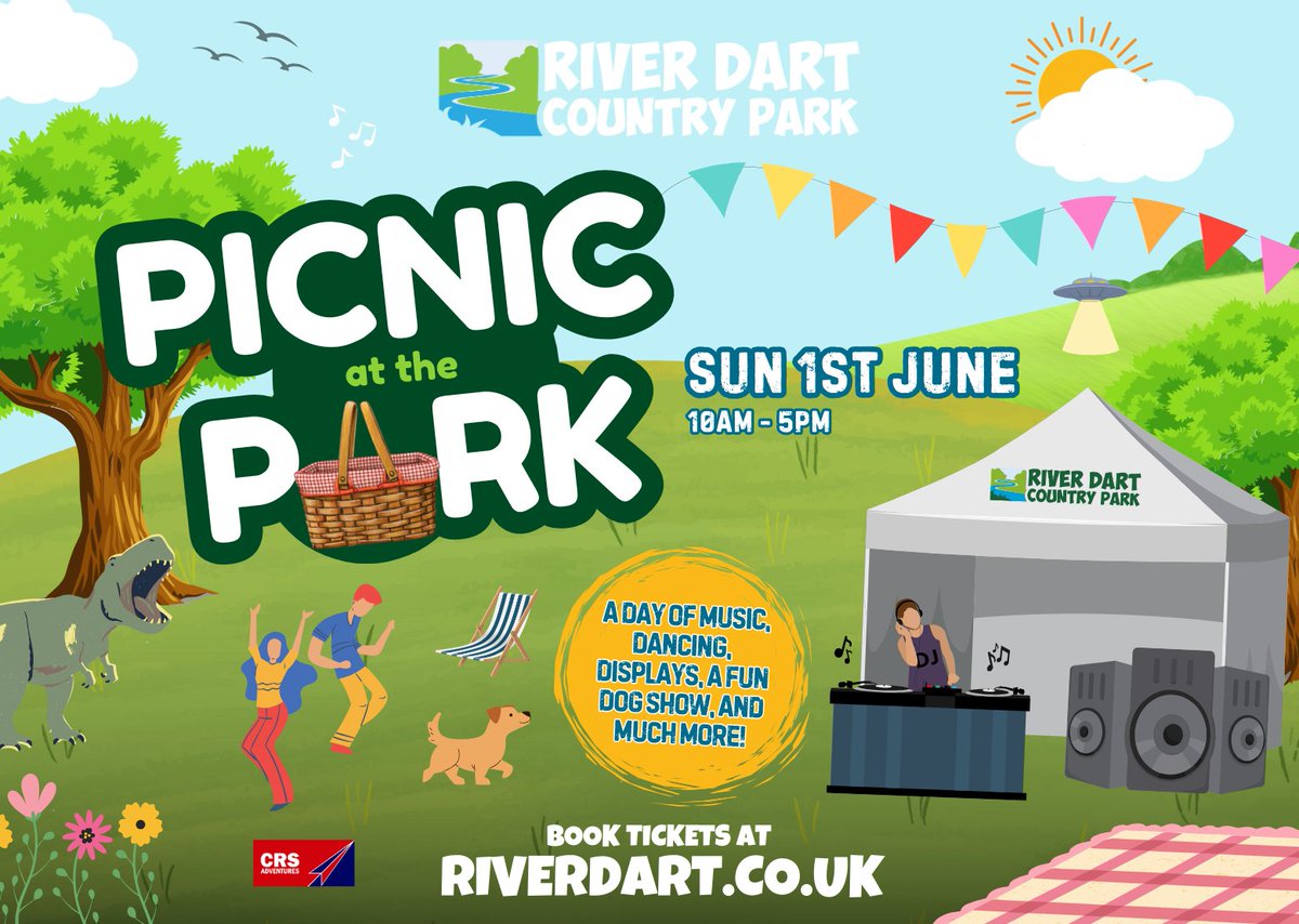 Have you got your tickets for summer's biggest family event yet? 🎟️

Join us for Picnic at the Park on Sun 1st June! 🎉

BOOK TICKETS NOW! riverdart.co.uk/event/picnic-a…

#picnic #event #summer #family #party #devon #dartmoor #riverdartcountrypark