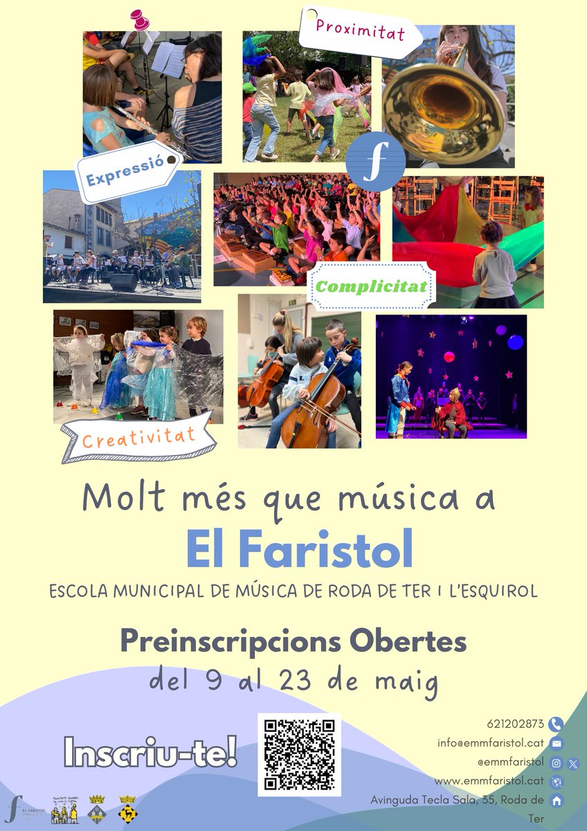 Les preinscripcions pel pròxim curs 2025/2026 ja estan OBERTES!🎉 no et perdis l'oportunitat de formar part de la nostra escola. Molt més que música a El Faristol🎶 (enllaç a la biografia) #escolademusica #curs2526 #preinscripcions #emmelfaristol #elfaristol