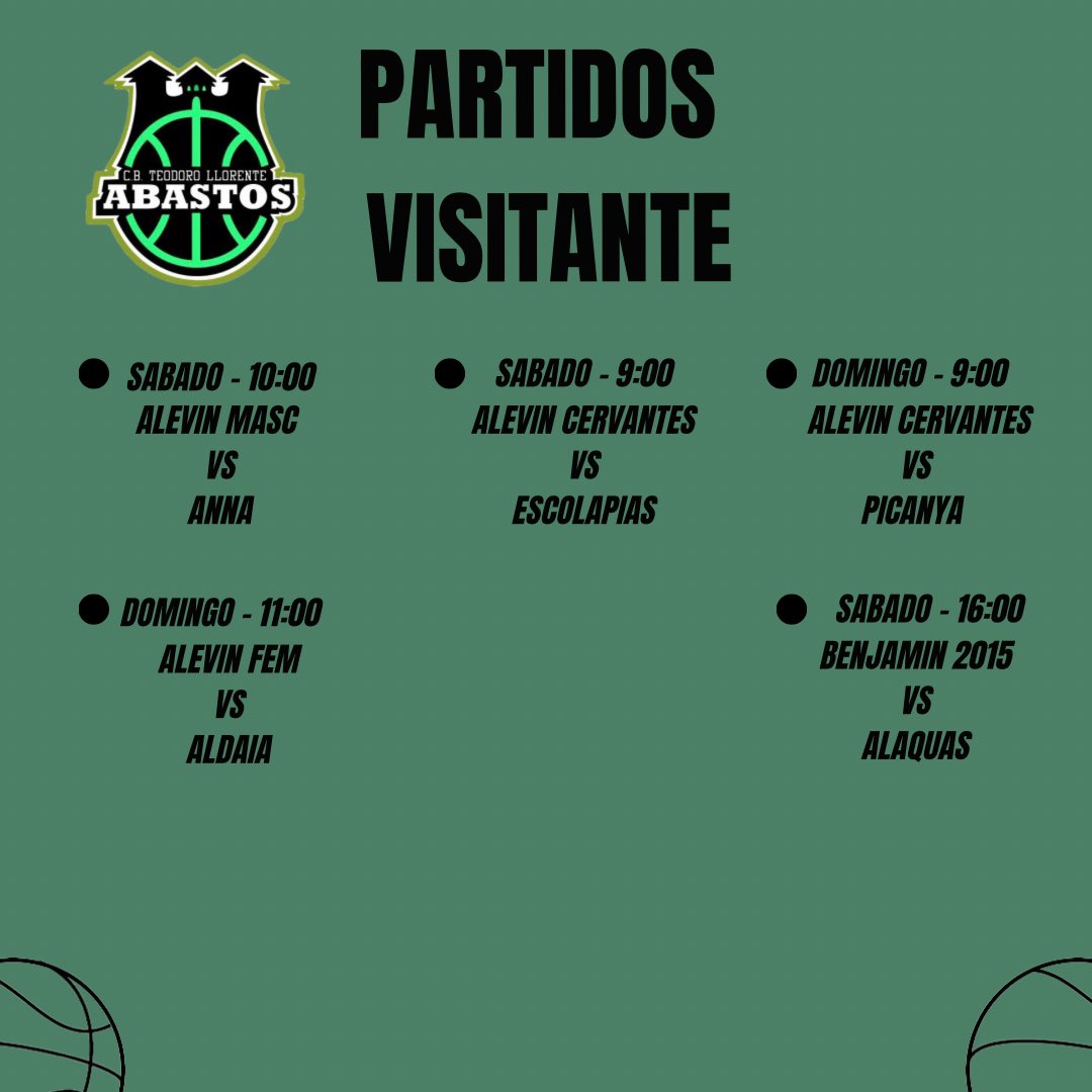 Partidos como visitante este fin de semana #goabastos