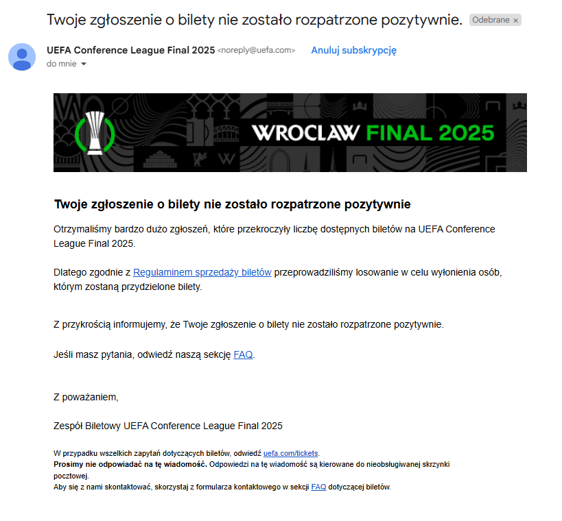 krawczuu's tweet photo. @viali6 ja już dziś dostałem - niestety negatywne /// wtb 2 bilety https://t.co/QKkYicCfdF