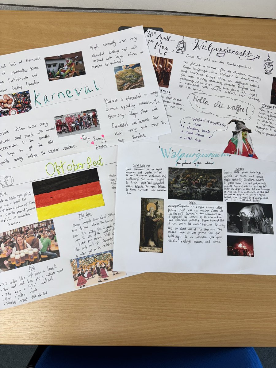 Kings_MFL's tweet photo. Third Year German students spent some time researching and presenting (in German) different festivals in the German-speaking world recently. Here are some of the lovely accompanying posters 🇩🇪 https://t.co/Q58oVpE3Pw