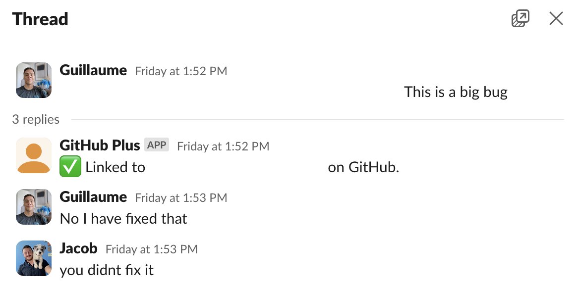 BeGuillaume's tweet image. Last week, we did a small hackthon in London with the @invertaseio team!
We came up with a tool to replicate Slack messages on the GitHub page.
This way, we can have a private chat about any issue on Slack, while still being able to keep the context on GitHub if needed 😇