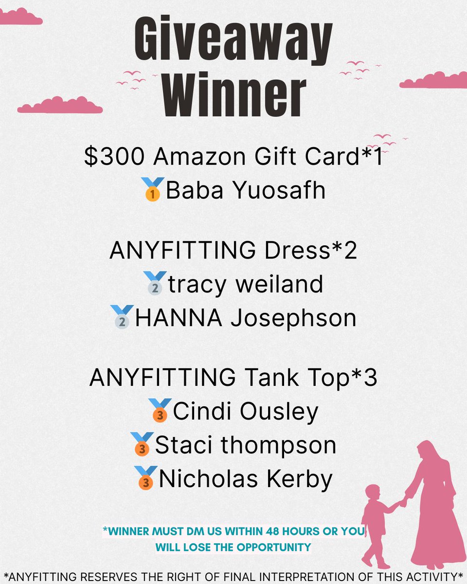 Anyfitting2025's tweet image. Mother's Day Giveaway Closed! 🥂🥂Congratulations to our winners!

*Winner must DM us within 48 hours or you will lose the opportunity. Thank you for your support.

#Anyfitting #Anyfittingtop #tanktops #mothersday #mothersday2025 #mothersdaygift #giveaway #giveawayalert