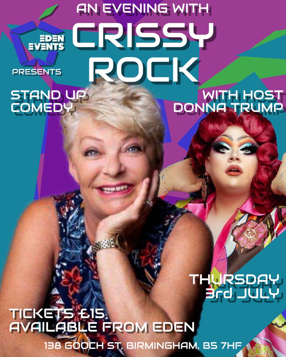A night of comedy starting with Donna Trump to warm you up at 20:00 o’clock then at 21:00 Crissy Rock and then closing with a little more from Donna Trump
Tickets are £15.00 available at the bar or online follow the link

…n-enterprises-2007-ltd.sumupstore.com/product/crissy…