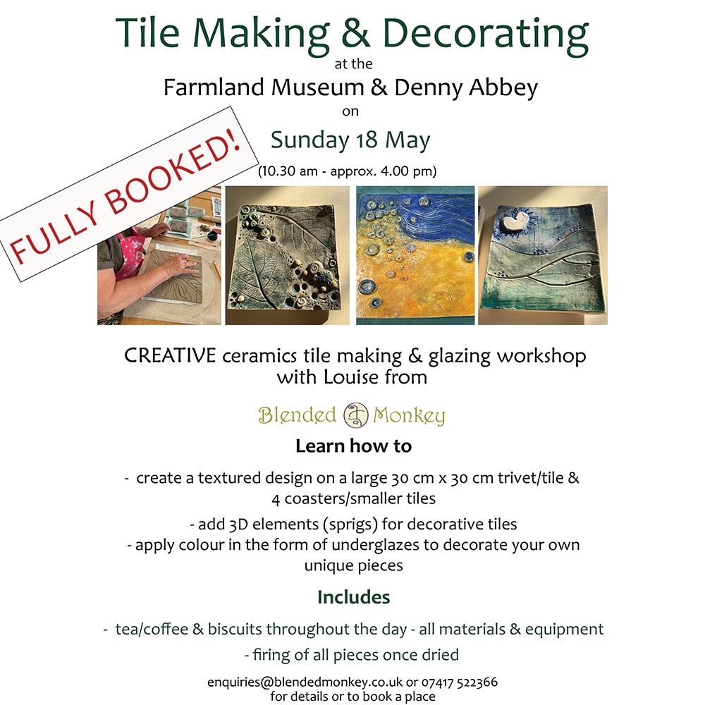 blended_monkey's tweet image. Our 18 may TILE MAKING &amp;amp; GLAZING workshop at the Farmland Museum is now fully booked.

If you missed out, we're holding the same experience at the Haddenham Arts Centre on 27 September

INFO &amp;amp; BOOK: l8r.it/dfNQ

#tilemaking #ceramictiles #tiledesign #potteryworkshop