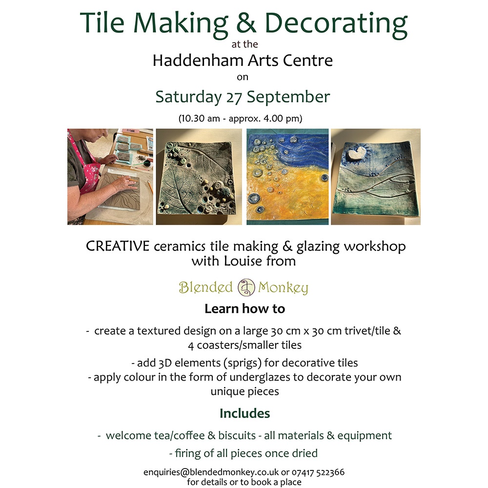blended_monkey's tweet image. Our 18 may TILE MAKING &amp;amp; GLAZING workshop at the Farmland Museum is now fully booked.

If you missed out, we're holding the same experience at the Haddenham Arts Centre on 27 September

INFO &amp;amp; BOOK: l8r.it/dfNQ

#tilemaking #ceramictiles #tiledesign #potteryworkshop