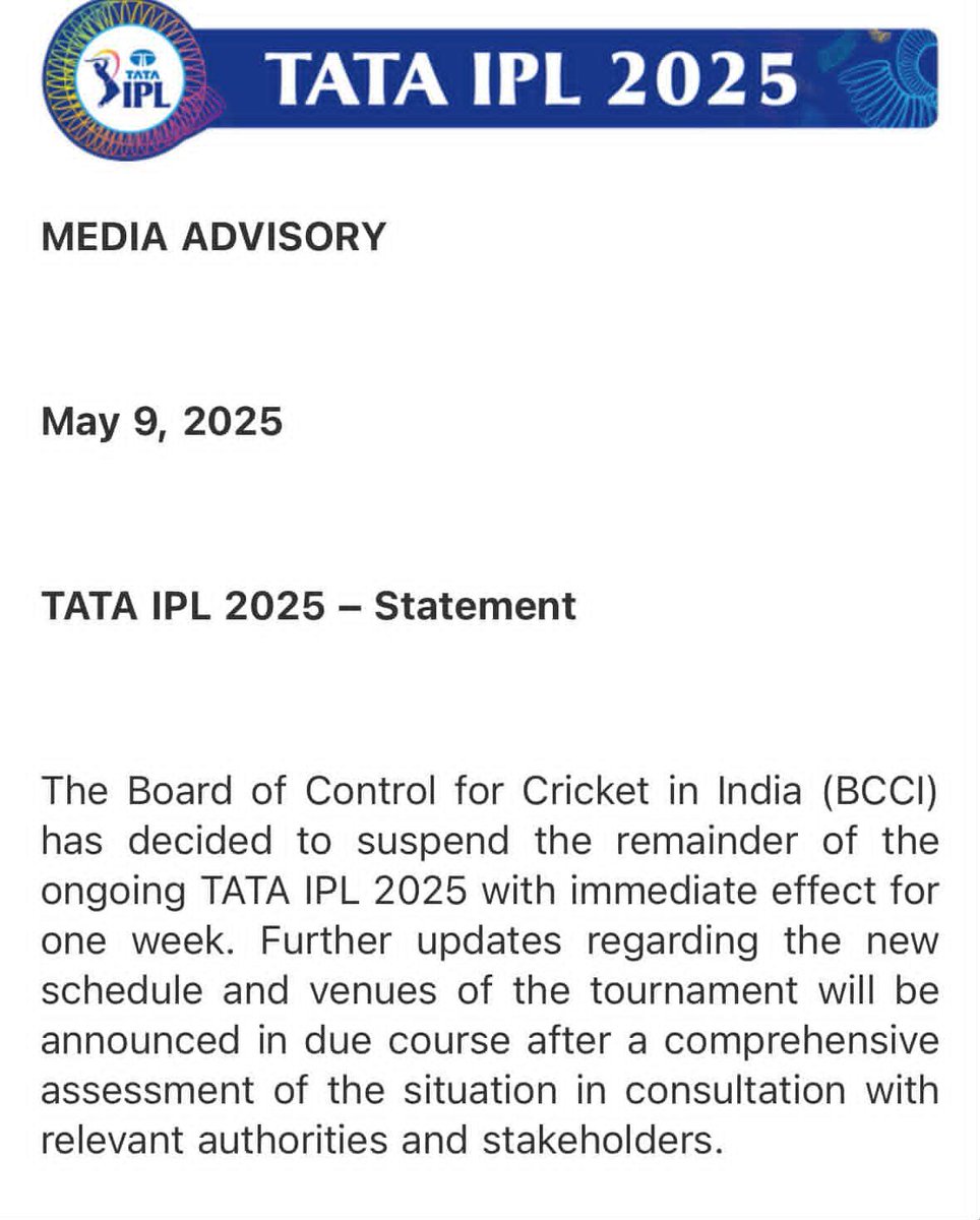 We should learn from Pakistan. They conducted so many tournaments while living with terrorists😝 
 #iplsuspended 
#IndiaPakistanWar