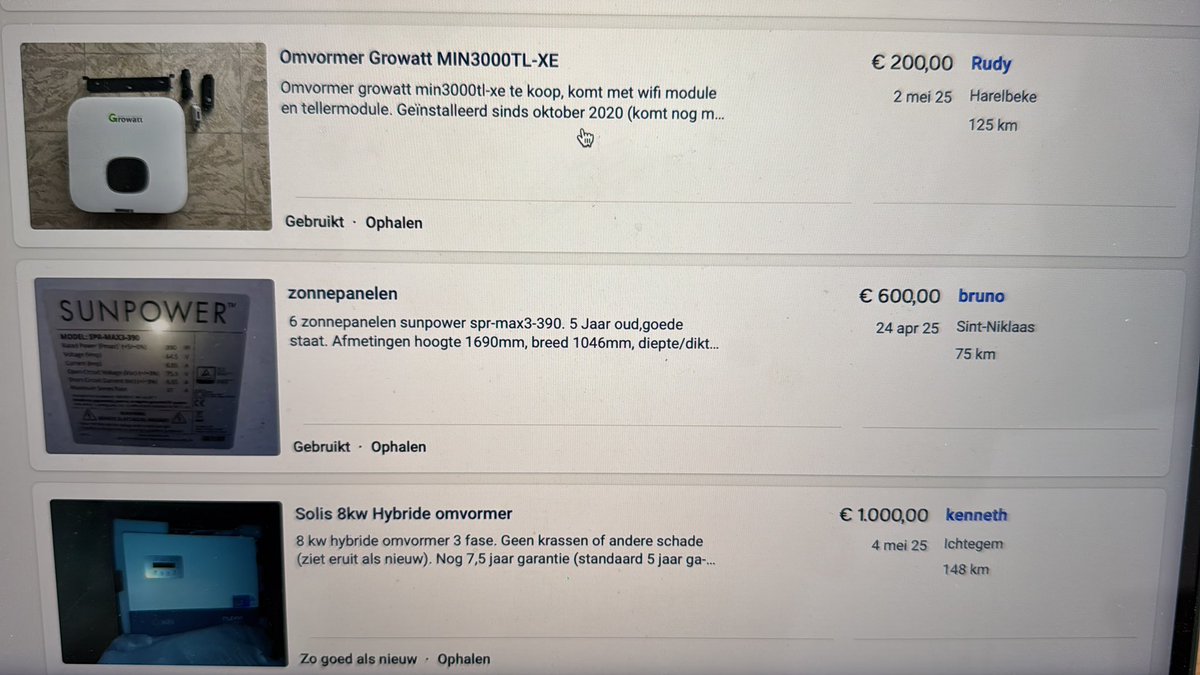 Ben ik de enige die zich verbaast over het feit dat er (veel!) mensen zijn die tweedehands zonnepanelen van 150-300 wP aanbieden voor 50-100 euro? Terwijl je voor 60 euro een NIEUW 430 paneel hebt?