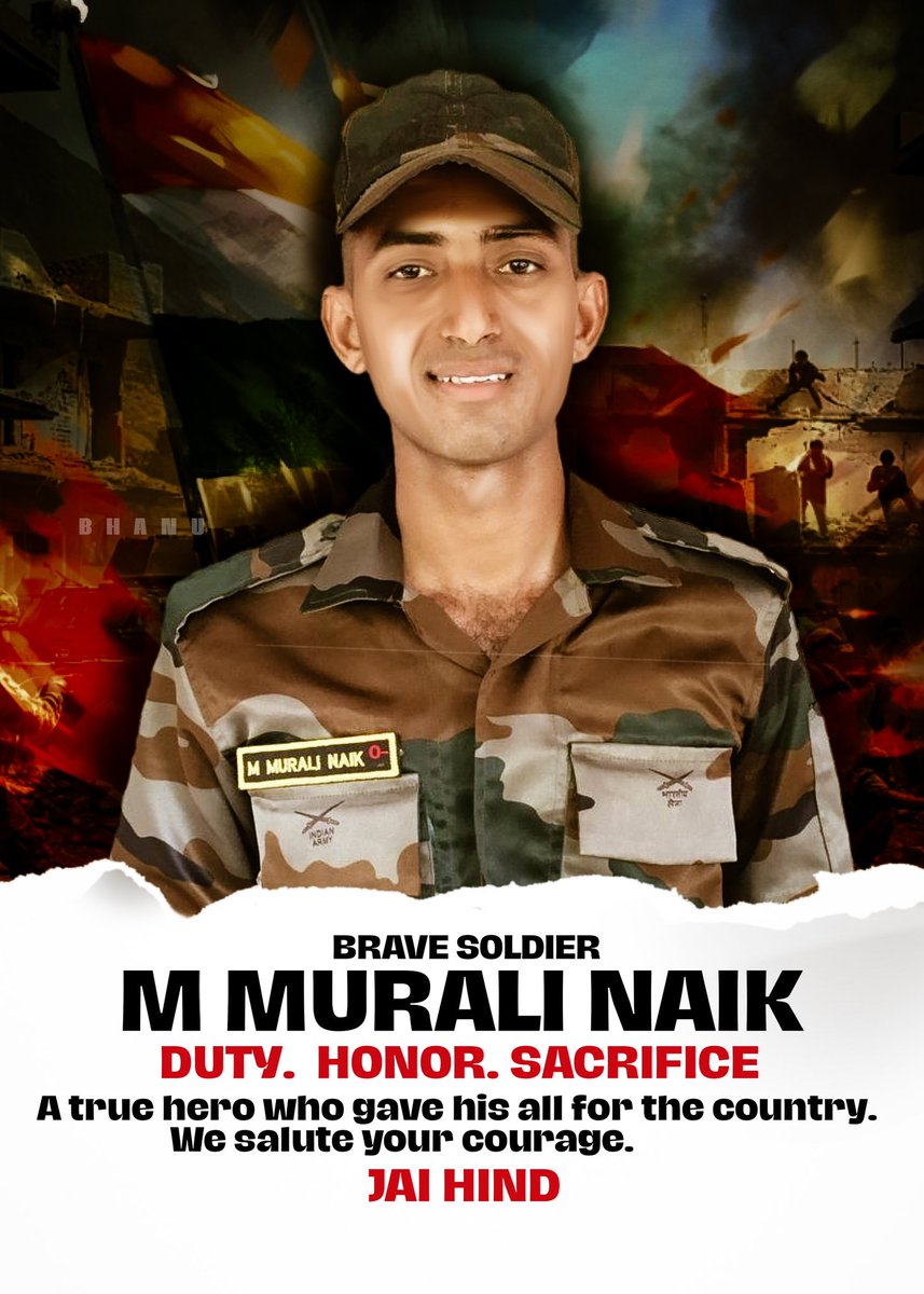 Brave Telugu soldier from  Andhra Pradesh , sacrifices Life for Nation — Murali Nayak lost his life while fighting for his country on the frontlines - 

REST IN PEACE 😭😭🙏🙏