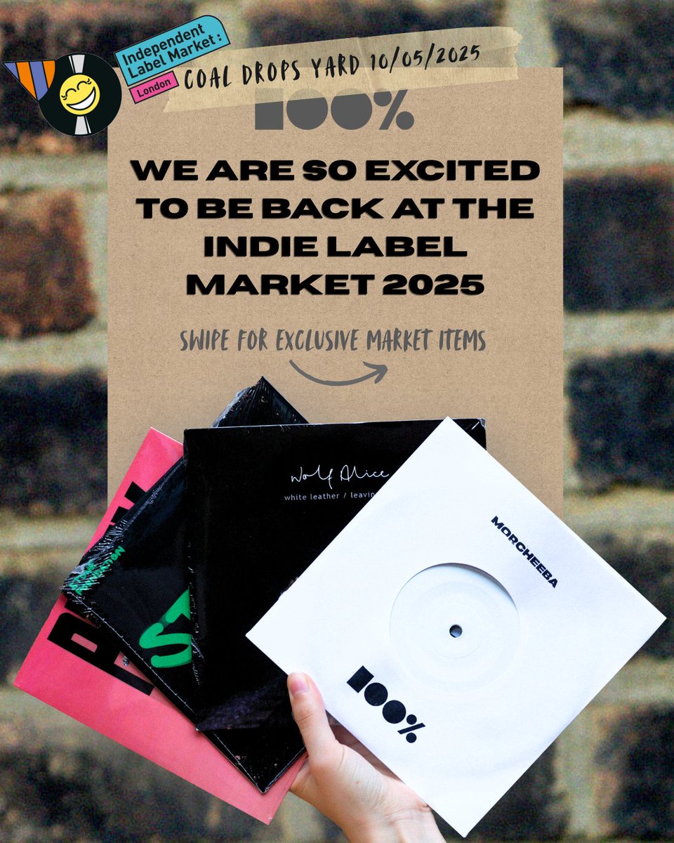 100__PERCENT's tweet image. We can’t wait to be back at this years @IndieLabelMkt on Saturday! We will be selling an exclusive range of limited edition vinyl, signed prints, rare test pressings and so much more 💿 Come say hey and enjoy a great day in the sun with beer and music ☀️
#indielabelmarket