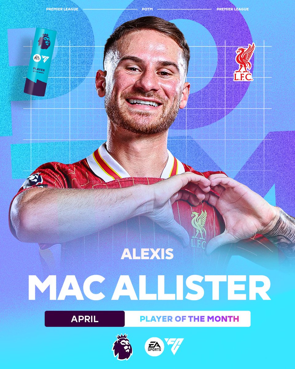 Premier League (@premierleague) on Twitter photo A month to remember ❤️
Alexis Mac Allister is April’s <a href="/EASPORTSFC/">EA SPORTS FC</a> Player of the Month 💪
#PLAwards A month to remember ❤️
Alexis Mac Allister is April’s <a href="/EASPORTSFC/">EA SPORTS FC</a> Player of the Month 💪
#PLAwards