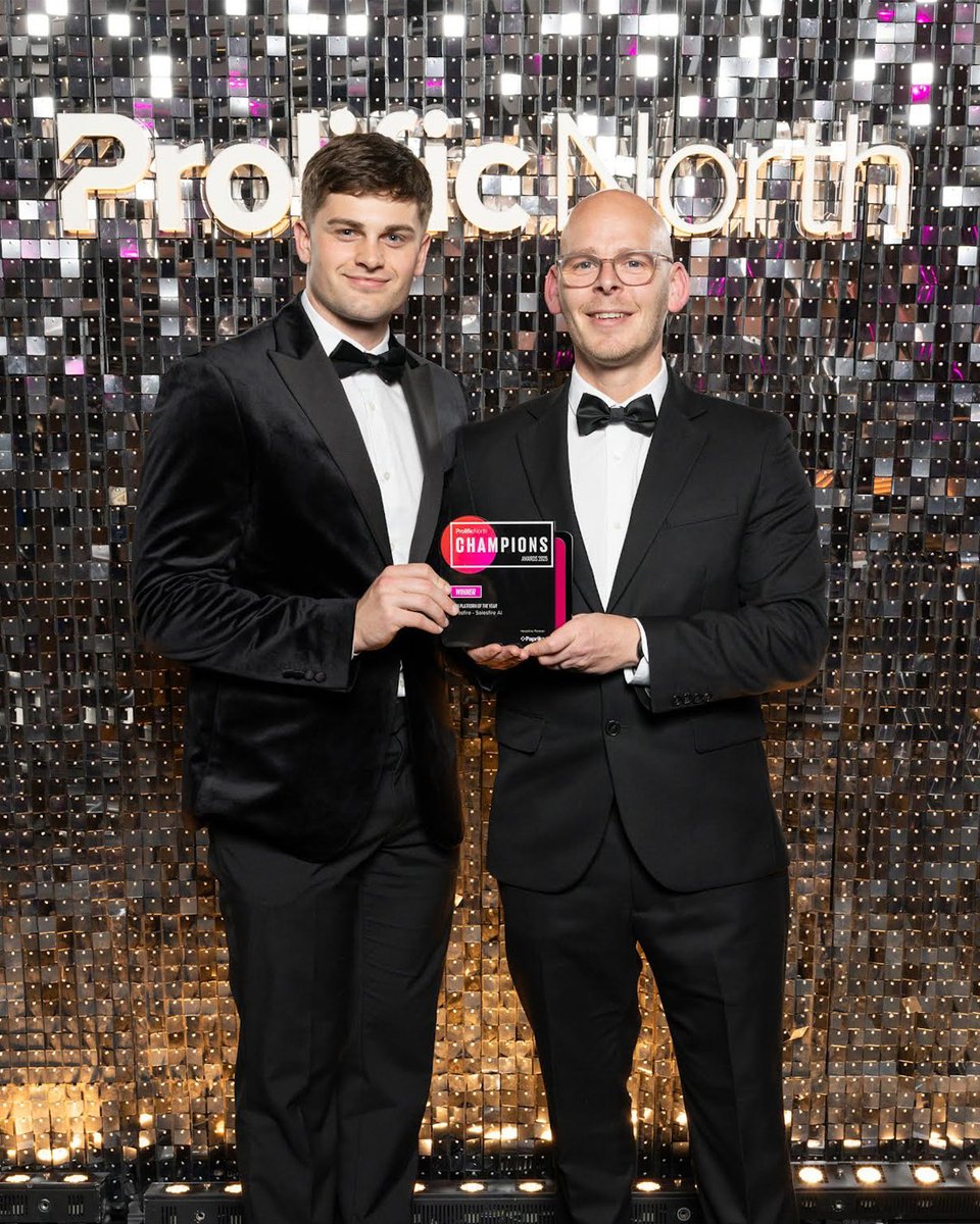 We're ending the week with another amazing win for the Salesfire team! 🎉

Last night, we took home the 'Tech Platform of the Year' trophy at the Prolific North Champions Awards for our solution, Salesfire AI.

We're so proud to be recognised with this award!