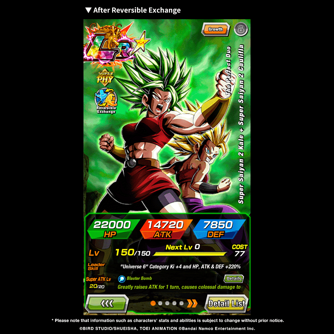 dokkan_global's tweet photo. First-hand information on LR [The Perfect Duo] Super Saiyan 2 Caulifla + Super Saiyan 2 Kale's stats! (2/3) https://t.co/2Su8BNpwQG