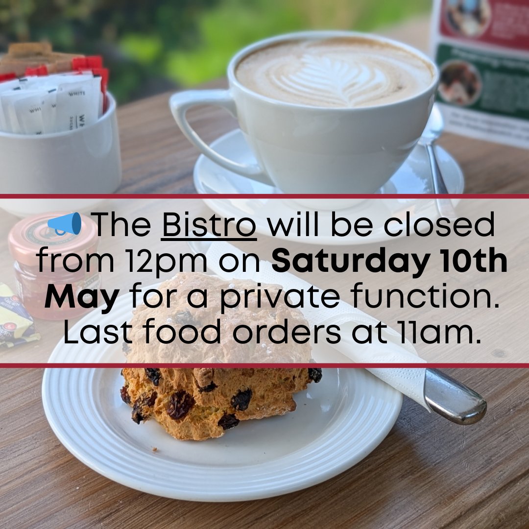 📣 Please note: The Bistro will be closed to the public tomorrow on Saturday 10th May from 12pm due to a private function. The Gift Shop and Museum will remain open as normal.

Thank you for your understanding and apologies for any inconvenience.

#BWMuseum