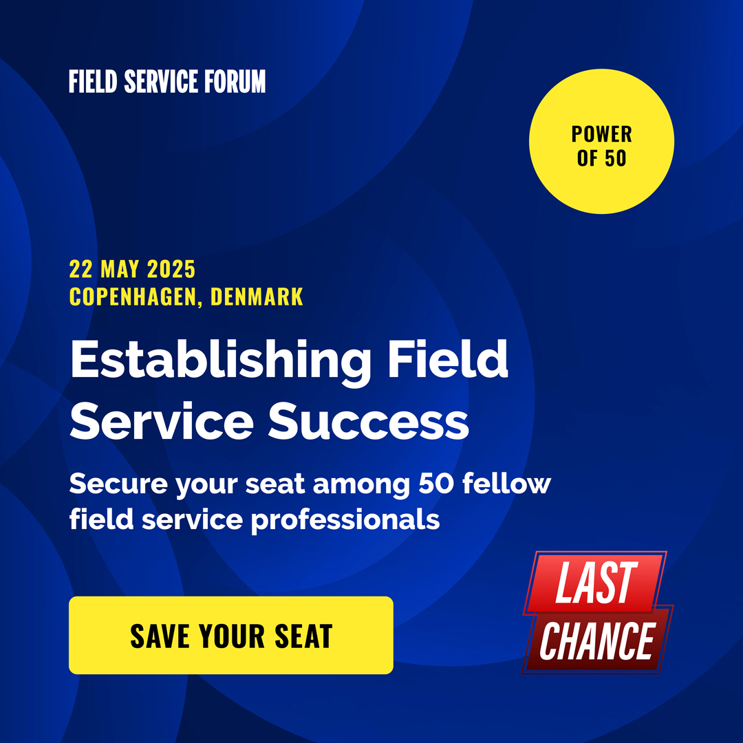 CopperbergAB's tweet image. 🟩🟩🟩🟩🟨 Copenhagen’s calling! #FieldServiceForum is 1 month out.

On the agenda:
🗓️ May 21: Workshop w/ Aquant
🗓️ May 22: Roundtables + keynotes on &quot;Establishing #FieldService Success&quot;

🎟️ Few seats left: bit.ly/fs25po50

#fsm #oem #manufacturing #servitization