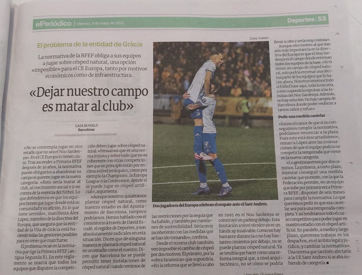 siscu carrera (@siscucarrera) on Twitter photo "deixar el nostre camp és matar el club"...es pot dir més alt, però no més clar. ✍🏽Laia Bonals.
Força <a href="/CEEuropa/">Club Esportiu Europa</a> #ViladeGràcia
#1RFEF "deixar el nostre camp és matar el club"...es pot dir més alt, però no més clar. ✍🏽Laia Bonals.
Força <a href="/CEEuropa/">Club Esportiu Europa</a> #ViladeGràcia
#1RFEF