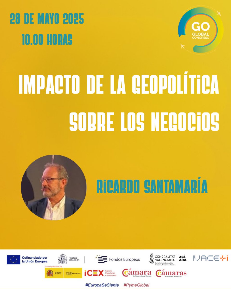 🌐 ¿Cómo afecta la geopolítica actual a tu negocio? 

Ricardo Santamaría, experto internacional en comercio y director en Cesce, abre el Congreso Go Global con una ponencia para entender el contexto global de los negocios.

👉 Consulta el programa: congresogoglobal.com/programa/