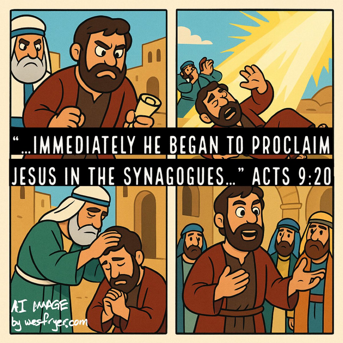 “…and immediately he began to proclaim Jesus in the synagogues, saying, “He is the Son of God.””
Acts 9:20 NRSV
bible.com/bible/2016/act…

A Transformation - Pray As You Go
prayasyougo.org/prayer/a-trans…

#dw4jc #PrayAsYouGo #YouVersion #Jesus #Bible #BibleVerse