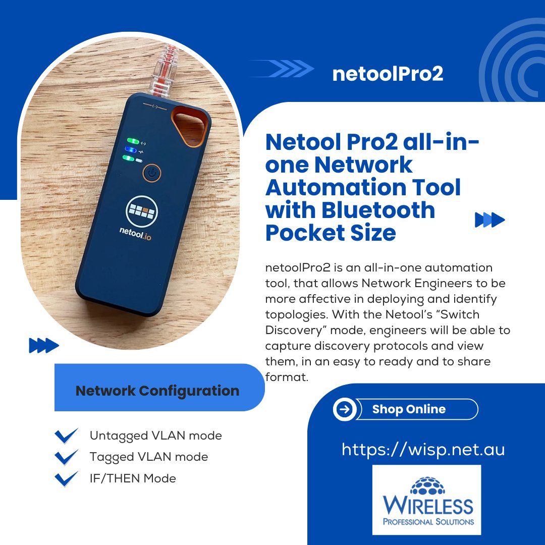 wispaustralia's tweet image. 🚀 Simplify Your Network Diagnostics with Netool Pro2,  Whether you're a network engineer, field technician, or IT admin, the Netool Pro2 is built to make your job faster and easier.
👉 Check it out here: wisp.net.au/netoolPro2.html
#Networking #ITSupport #NetoolPro2 #NetworkTools