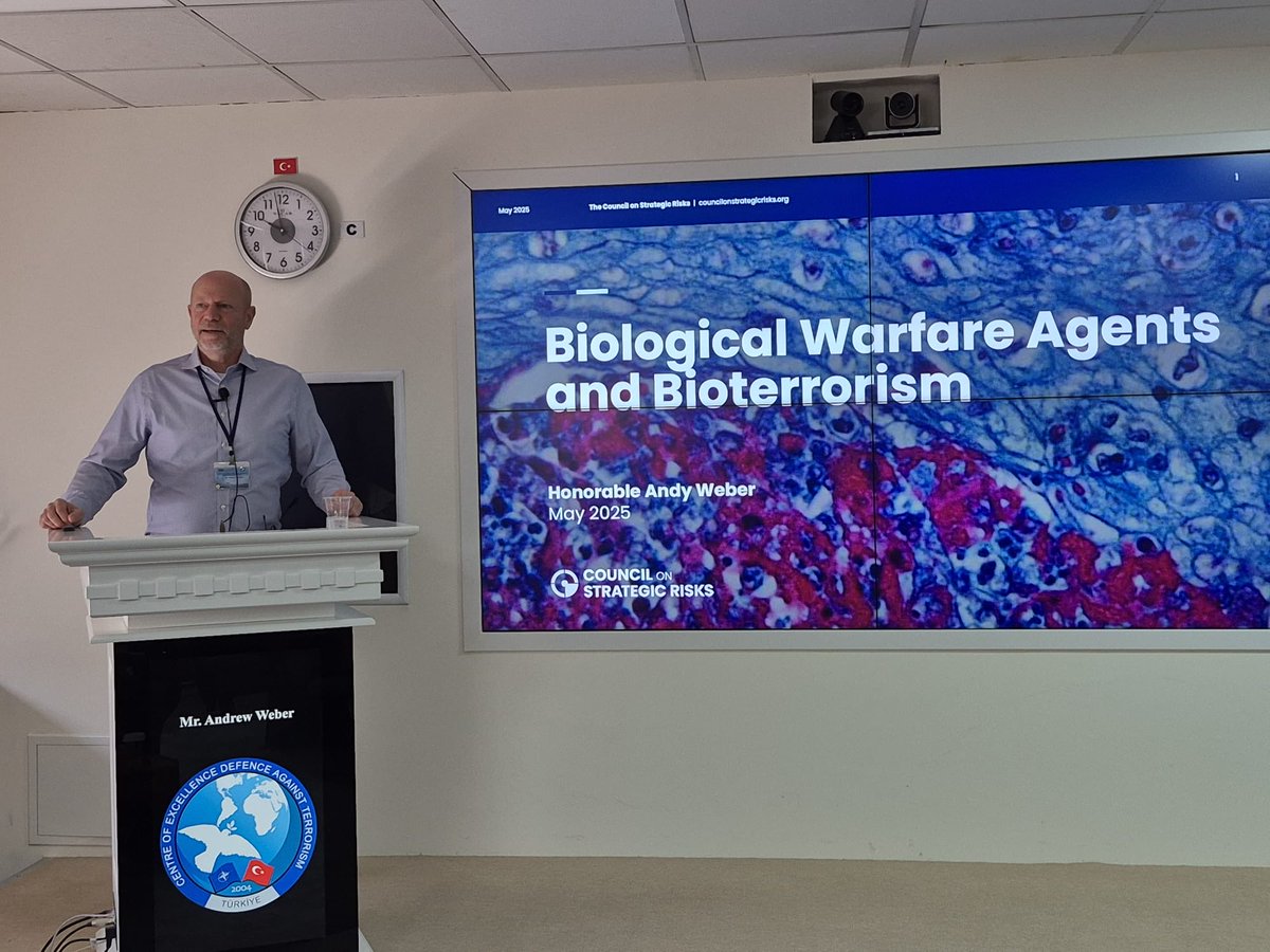 AndyWeberNCB (@andyweberncb) on Twitter photo Honored to represent <a href="/CSRisks/">Council on Strategic Risks</a> at the <a href="/NATO/">NATO</a> Center of Excellence for Defense Against Terrorism in Ankara 🇹🇷 We must redouble efforts to deter the illegal development and use of biological weapons by outlier states like Russia and North Korea. Honored to represent <a href="/CSRisks/">Council on Strategic Risks</a> at the <a href="/NATO/">NATO</a> Center of Excellence for Defense Against Terrorism in Ankara 🇹🇷 We must redouble efforts to deter the illegal development and use of biological weapons by outlier states like Russia and North Korea.