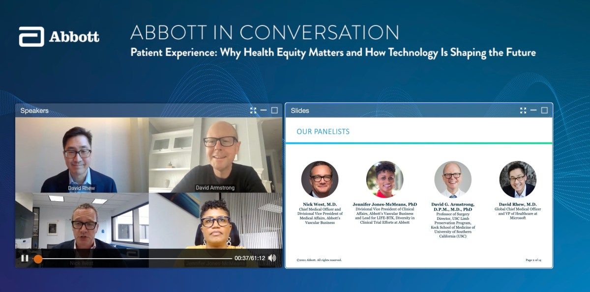 David G. Armstrong follow @dgarmstrong.bsky.social (@dgarmstrong) on Twitter photo Watch: Patient Experience: Why Health Equity Matters and How Technology Is Shaping the Future <a href="/drhew/">David Rhew</a> @abbottcardio <a href="/Health_IT/">Microsoft for Healthcare</a> #HealthEquity #C2SHiP #CLTI #ActAgainstAmputation diabeticfootonline.com/2021/12/19/wat⊠Watch: Patient Experience: Why Health Equity Matters and How Technology Is Shaping the Future <a href="/drhew/">David Rhew</a> @abbottcardio <a href="/Health_IT/">Microsoft for Healthcare</a> #HealthEquity #C2SHiP #CLTI #ActAgainstAmputation diabeticfootonline.com/2021/12/19/watâŠ