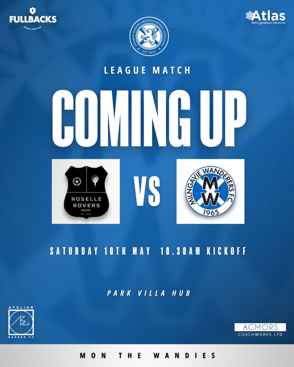 Milngavie Wanderers (@milngaview) on Twitter photo #FixtureFriday
2 to go...
MTW đź’™
<a href="/scottish_aff/">AmateurFixturesResultsSCO</a> <a href="/scotscores/">scotscores</a> <a href="/Atlas_Refrig/">Atlas Refrigeration Services</a> <a href="/OfficialSMAFA/">SMAFA</a> #FixtureFriday
2 to go...
MTW đź’™
<a href="/scottish_aff/">AmateurFixturesResultsSCO</a> <a href="/scotscores/">scotscores</a> <a href="/Atlas_Refrig/">Atlas Refrigeration Services</a> <a href="/OfficialSMAFA/">SMAFA</a>