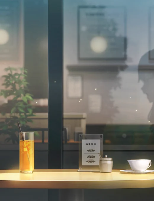 この辺の内装的にカナリアイベのカフェか……? 木の影があるのも一致してるし。夜だから中の反射が強い……? ということは相手は風祭夕夏さんか青龍院櫻子…… 文脈的に風祭さんそうだけど櫻子ちゃん出たら熱いな
