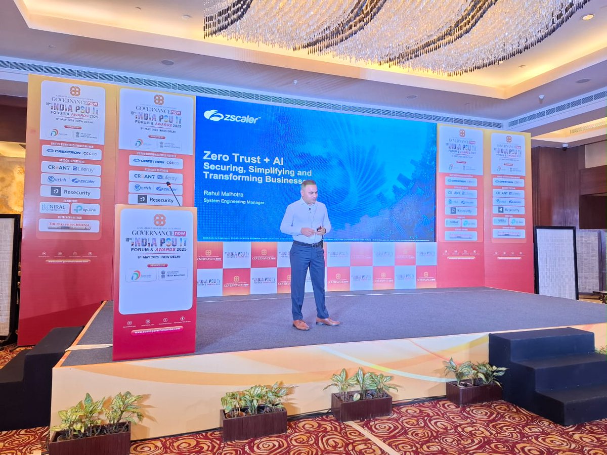 bygovernancenow's tweet photo. 📢 #TechTalkLive
Shri Rahul Malhotra, Manager – Sales Engineering (North & Government Business), @zscaler, shares key insights on securing digital transformation in the public sector.
📍 The Lalit, New Delhi | 9th May 2025
#IndiaPSUIT2025 #GovernanceNow #TechPresentation https://t.co/72Lzzz2PgF