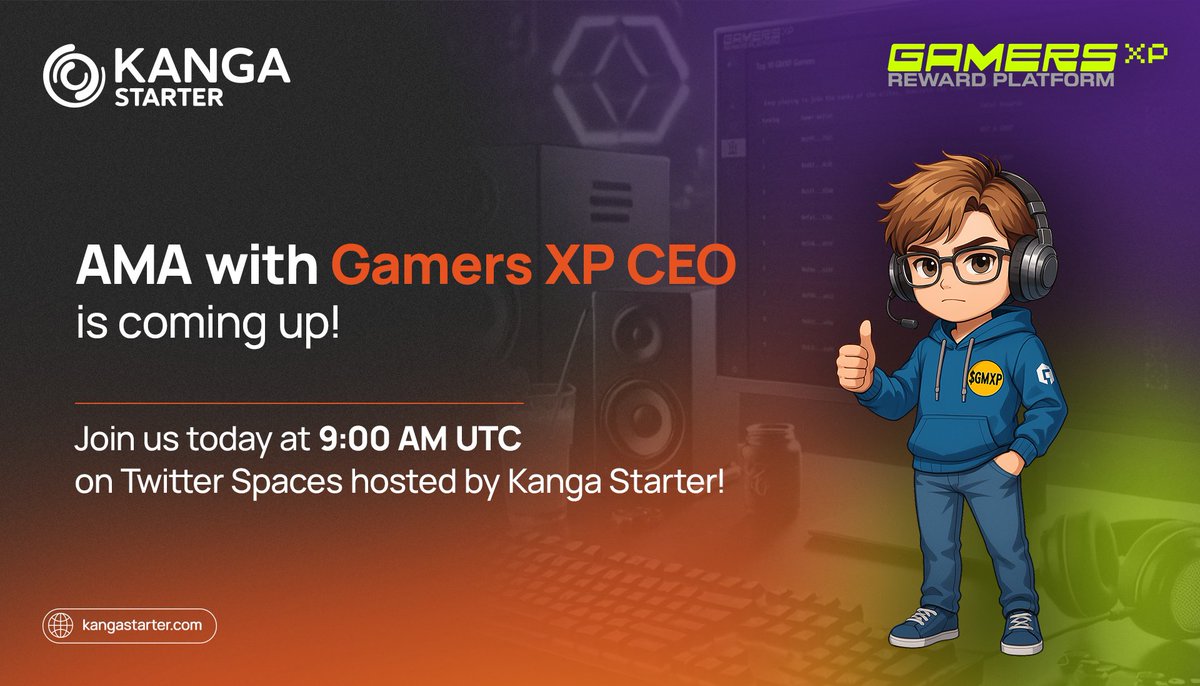 🚨Today’s the day!

Join us for the GamersXP AMA with CEO Christos Panayiotou in just a few hours. It will be live on KangaStarter Twitter Spaces at 9:00 UTC.

Get insights into the future of Web3 gaming, $GMXP, and more!

⏰ Set your alarm! 
Link to AMA: x.com/i/spaces/1Mnxn…