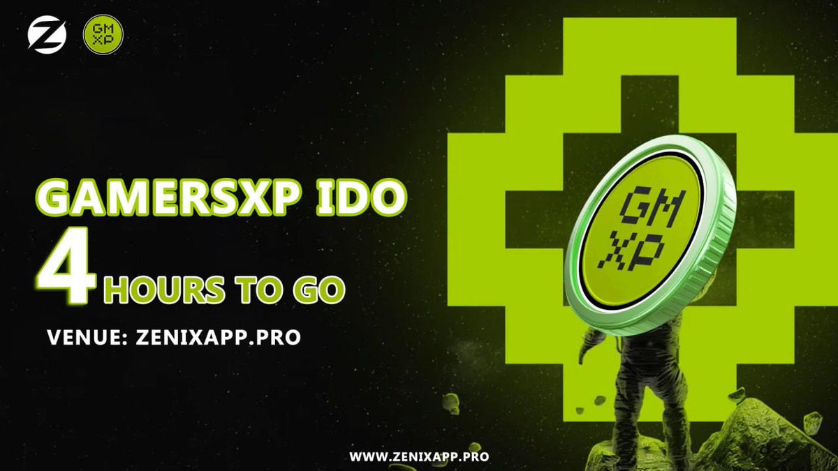 Zenixapp's tweet photo. 🚀 4 Hours To Go IDO GamersXP 💵

Get ready for another thrilling investment opportunity as Zenixapp proudly presents the upcoming IDO of GamersXP 

The Proof-of-Achievement Gaming Reward Platform built for true gamers! 🎮🌐

 IDO Sale Details:
🗓 Date: May 9 – May 11, 2025
🔜 Time: Starts at 10:00 AM UTC
🔗 IDO Sale Link: https://t.co/W8a8K3zcDQ

Sale Information :
💵Max Buy : $3000
💵Min Buy : $100
💵Total Allocation : $120,000
💵Tokens : $GMXP
💵Chain : Polygon

📌 Join our Buy Get Reward Event!!!

GamersXP is revolutionizing the gaming industry by integrating real-time P2E mechanics into mainstream AAA games like Fortnite and CS2. With tournaments, raffles, a DeFi powered gaming hub, and more. This is the future of gamer rewards.

https://t.co/5iox6afw0T and GamersXP are teaming up to deliver value to both gamers and investors through innovation and immersive gameplay. Don’t miss your chance to be part of it!

🔗 Learn more: https://t.co/eDmPo08wqi | https://t.co/hwWvfp5Ozb