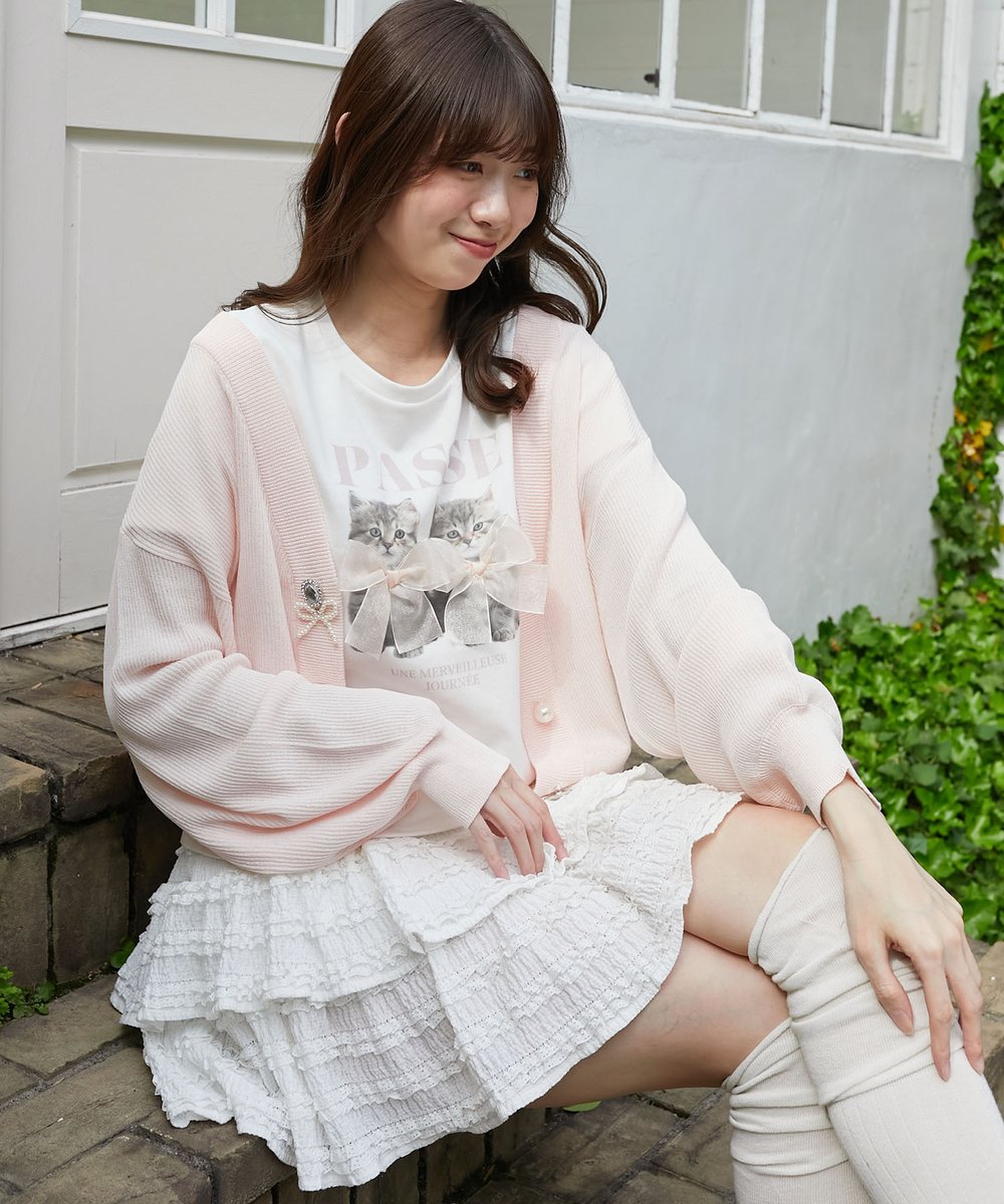未使用品✧ワオス・クチュール❀リネンニット花柄カーディガン❀❀ osharewalker ニット カーディガン 羽織 レディース トップス