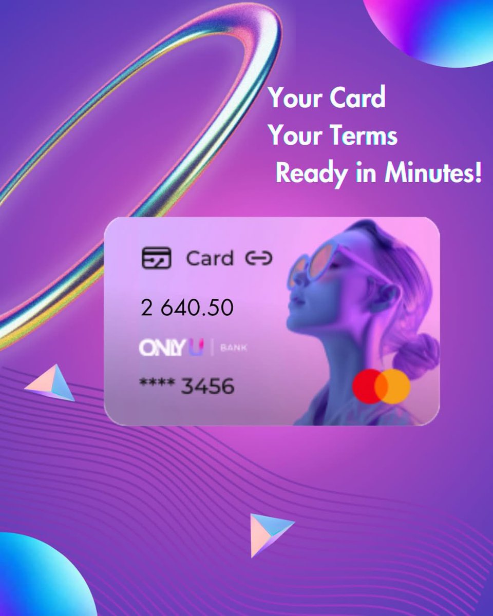 OnlyUBank's tweet image. Get Your Card in 3 Minutes — t.me/Only_u_bank_bot

No paperwork. No branches. Just a few clicks in Telegram — and your card is ready.

— Instant Apple/Google Pay
— Use crypto &amp;amp; fiat worldwide
— 0% top-up fees

Fast. Easy. Global.

#onlyubank #telegramcards #InstantBanking