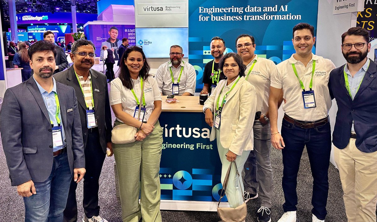 VirtusaCorp's tweet photo. The final day of #Knowledge25 just wrapped up, and what an incredible journey it’s been. Team Virtusa showcased next-gen workflows, real-world GenAI, and meaningful innovation.
Thanks to everyone who stopped by booth 3610.
#EngineeringFirst #Know25 #VirtusaatKnowledge2025 https://t.co/F2D40h24iU